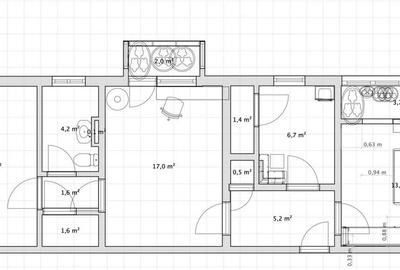 Apartament cu 3 camere semidecomandat în Podu Roș