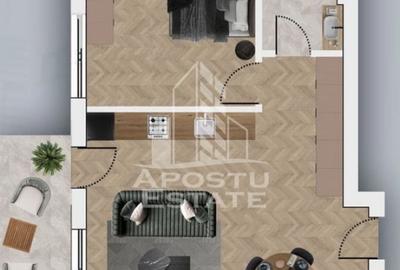Apartament cu 2 camere semidecomandat în Chișoda