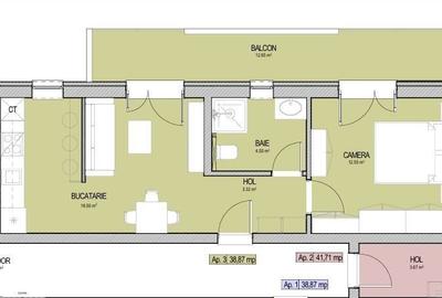 Apartament cu 2 camere semidecomandat în Central