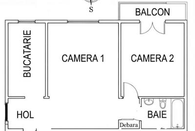Apartament cu 2 camere decomandat în Central