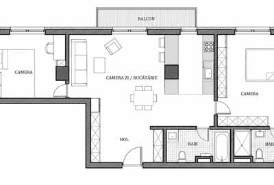 Apartament cu 3 camere în Mărăști