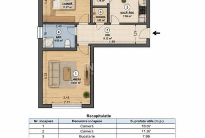 Apartament cu 2 camere decomandat în Central - 3