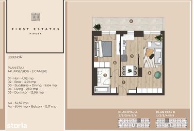 Apartament cu 2 camere în Est
