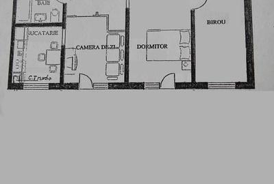 Apartament cu 3 camere nedecomandat în Central
