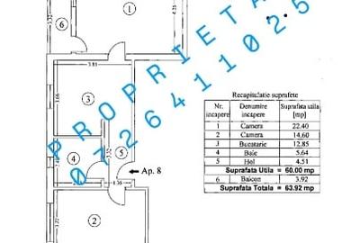 Proprietar 2 camere de inchiriat 64 mp centrala parcare - 1