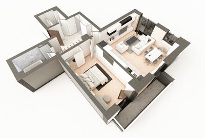 BRAUS CONFORT VIȘANI - Apartament Tip E – 2 Camere Open Space + Dressing - 2
