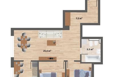 Proiect NOU -- Sun Residence -- Apartament 3 camere - TIP 6 - 75 Mp - 2