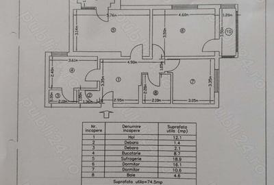 Vand apartament 3 camere, etaj 4, decomandat 75 m2 - 8