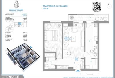Adamant Towers | 2 camere cu debara | decomandat | tip 2B, 66.5mp - 6