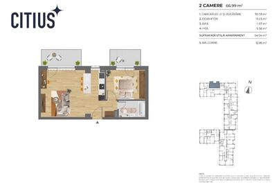 Apartament cu 2 camere de vânzare - 3