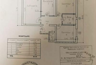 Apartament cu 3 camere decomandat în Central