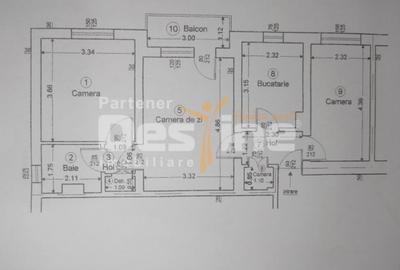 Apartament cu 3 camere semidecomandat în Nord