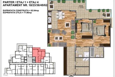 Apartament cu 3 camere în Central