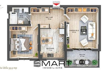 Apartament 2 camere decomandate 60mp + 5mp balcon zona Ciresica - 5