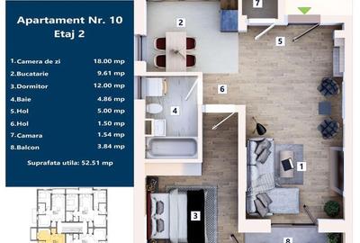 Apartament cu 2 camere în Libertății - 3