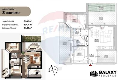 COMISION 0| DE VANZARE| 3 CAMERE| TRACTORUL| BLOC NOU|GALAXY RESIDENCE - 3