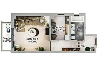 Apartament 1 camera - spatios intr-un complex rezidential nou din Podu Ros - 12