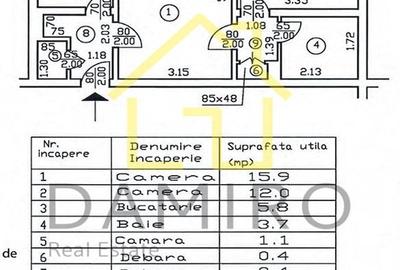 Apartament cu 2 camere semidecomandat, mobilat în Tei