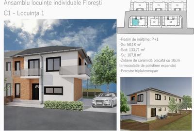 Duplex  deosebit ,ansamblu privat, 108mp utili, teren 200mp,Floresti
