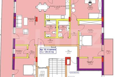 Apartament 4 camere, 3 Bai, 126 mp, Terasa 63 mp, Zona Rivus - 2