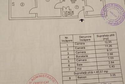 Apartament cu 3 camere semidecomadat complet utilat - 1