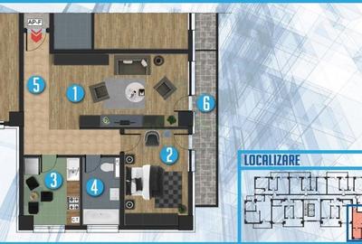 Apartament cu 2 camere semidecomandat în Central - 1