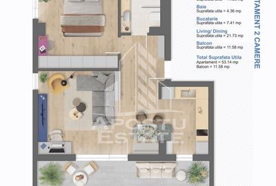 Apartament 2 camere,mobilat, bloc nou,etaj 9, zona Aradului - 18