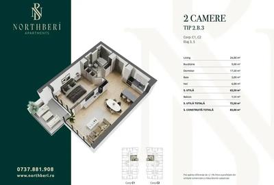 Apartament cu 2 camere decomandat în Băneasa - 2
