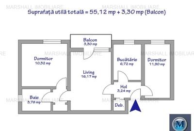 Apartament 3 camere de vanzare, zona Nord, 55.12 mp #16670 - 10