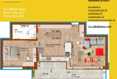 Apartament cu 2 camere semidecomandat, mobilat în Domenii - 2