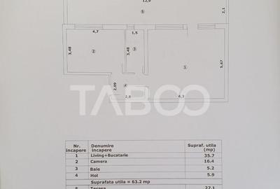 Apartament 2 camere de vanzare 63mp + terasa 27 mp construct - 1