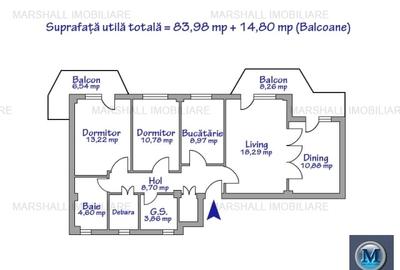 Apartament 4 camere de vanzare, zona Ultracentral, 98.78 mp #16533 - 12