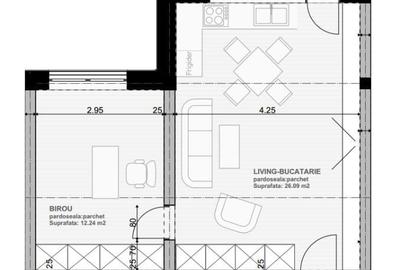 Apartament cu 2 camere semidecomandat în Sânpetru