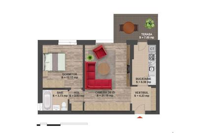 Apartament cu 2 camere, mobilat în Băneasa
