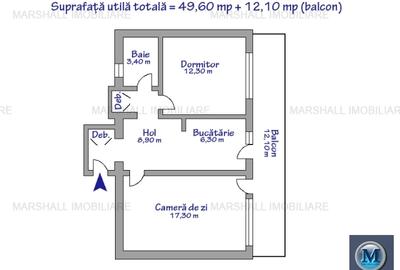 Apartament 2 camere de vanzare, zona Sud, 49,60 mp #16627 - 7