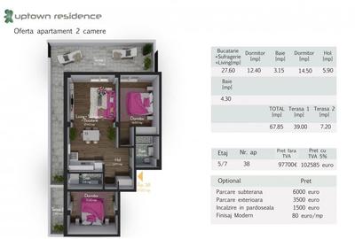 De vanzare apartamente cu 3 camere, UpTown Residence - 10