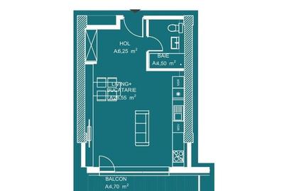 De vanzare - Studio dublu My Place North 43mp - Loc de parcare rezervat - 2