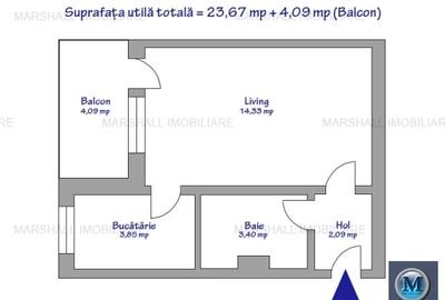 Garsoniera de vanzare, zona Malu Rosu, 23,67 mp #16732 - 1