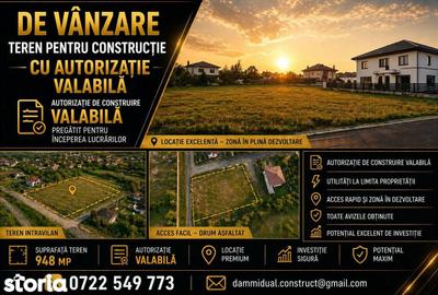 Teren de 948 mp, în Vest