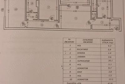 Apartament cu 3 camere semidecomandat în Central