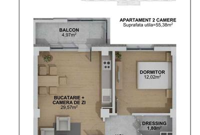 Apartament cu 2 camere decomandat în Aronești - 7