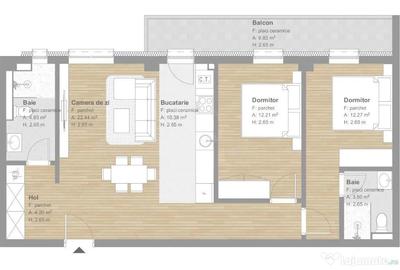 Apartament cu 3 camere semidecomandat în Florești - 1