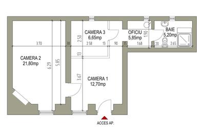 Apartament cu 2 camere semidecomandat în Ultracentral