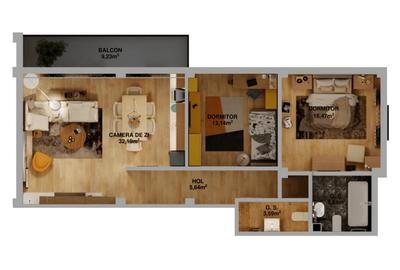 Apartament 3camere, open-space, 83mp, Cartier Veterani, Parcul Nicolae Romanescu - 8