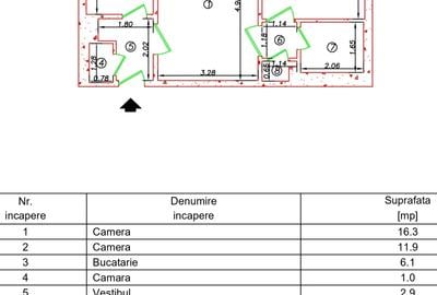 Apartament cu 2 camere semidecomandat, mobilat în 1 Mai - 1