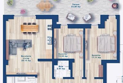 Apartament cu 3 camere decomandat în Torontalului