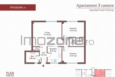 3 camere cu CURTE si PARCARE proprie, 75 MP, FINISAT MODE... - 4