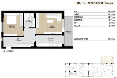 Apartament 2 camere decomandat Grand Arena Dealul Cucului. - 2