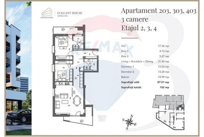 Apartament cu 3 camere decomandat în Centrul Civic - 3