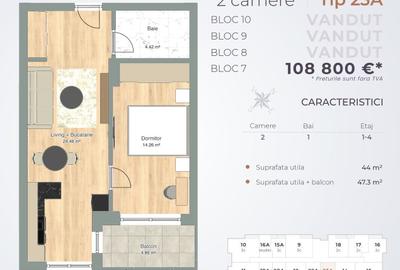 Apartament cu 2 camere în Nord - 4